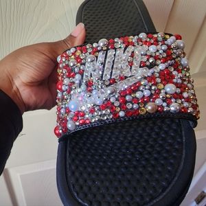 Nike Bedazzled Sparkled Bling Slide Sandals